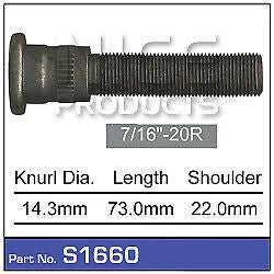 7/16" Overlength Front Wheel Stud, RH Thread - Discs (VG-CM)