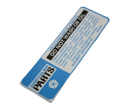 "Do Not Wash" Air Cleaner Decal, Light Blue (VE/VF)